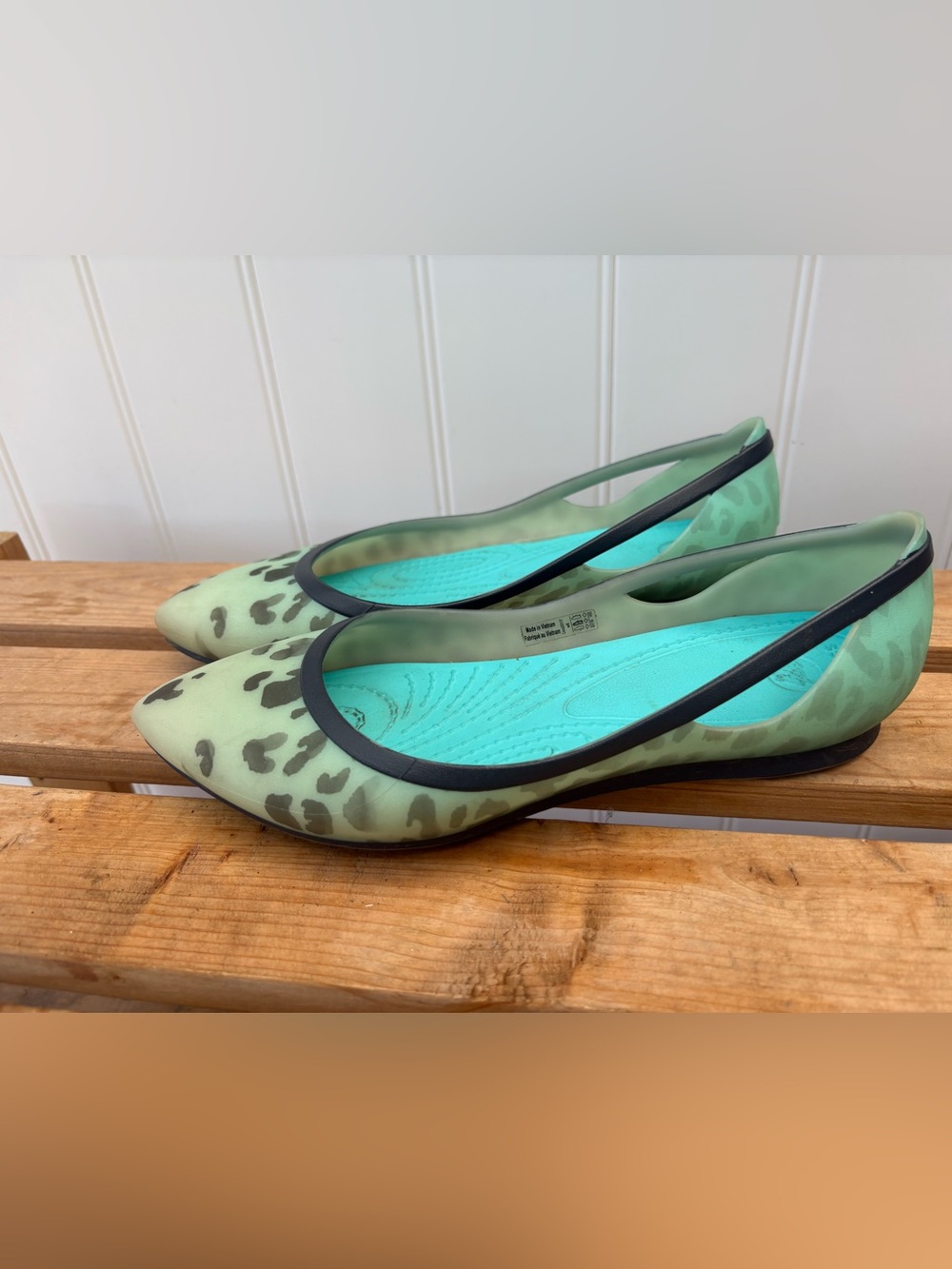 Crocs green Leopard Print Women's Flat Ballet Shoe